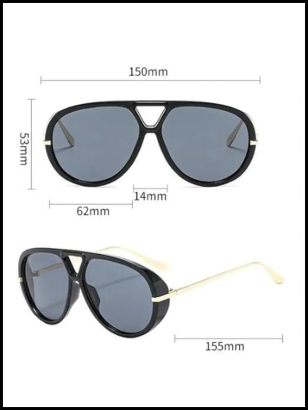 Oversized Pilot Sunglasses Retro Metal Frame UV400 Protection Unisex